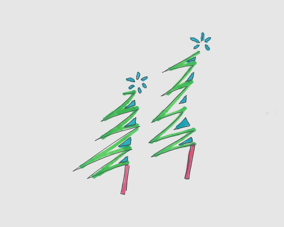 圣诞树简单画法带涂色