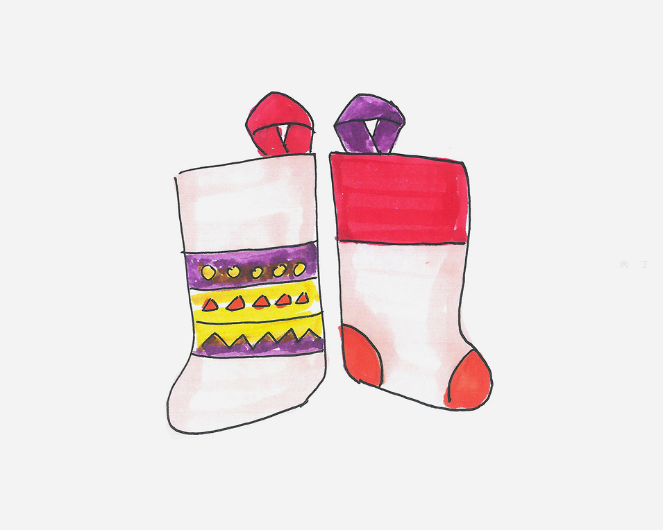 圣诞袜简笔画有颜色