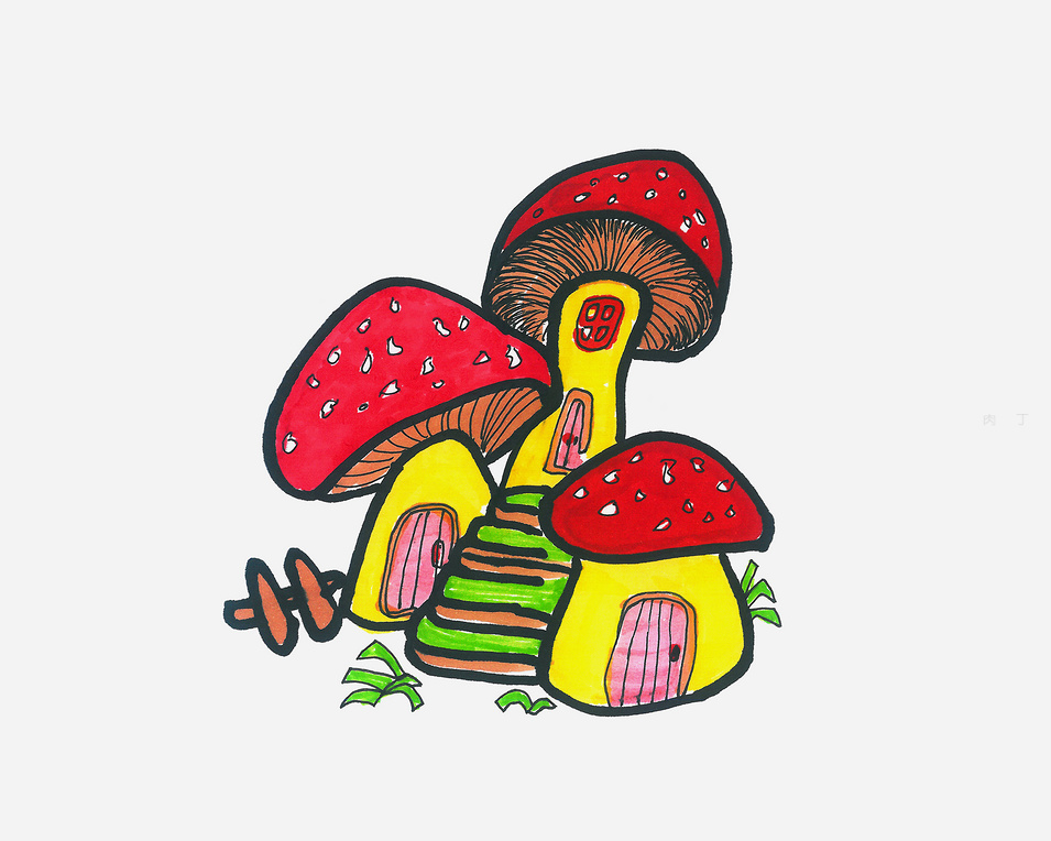 儿童蘑菇屋画