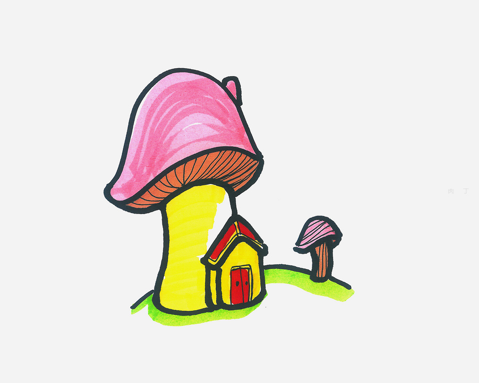 好看又简单的蘑菇屋画