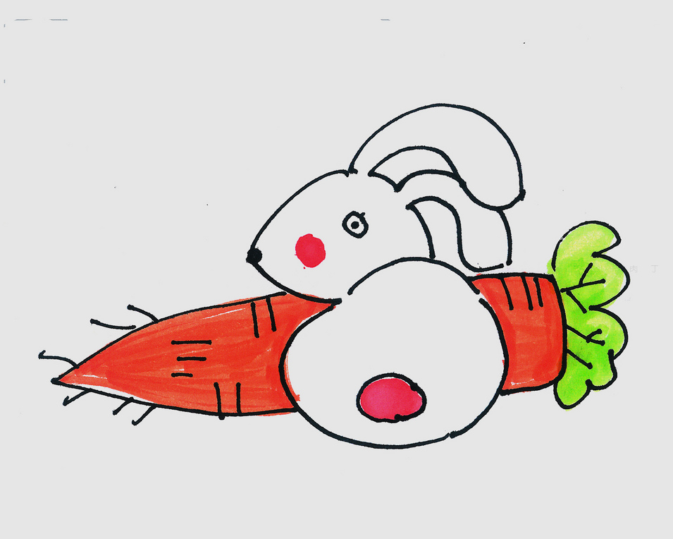 吃胡萝卜的小兔简笔画