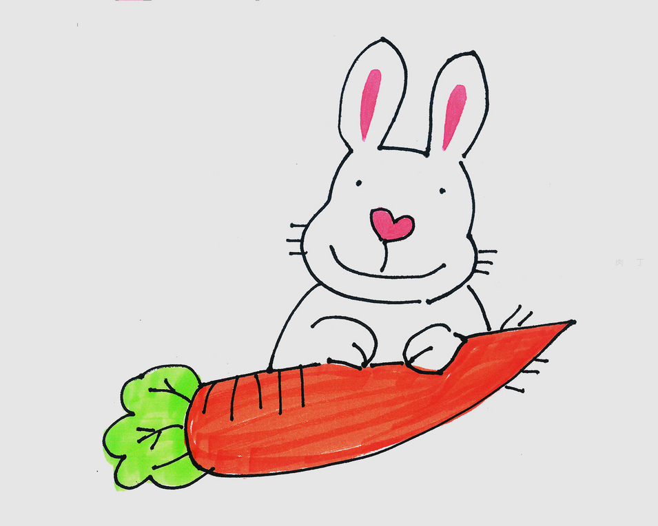 吃胡萝卜的兔八哥简笔画