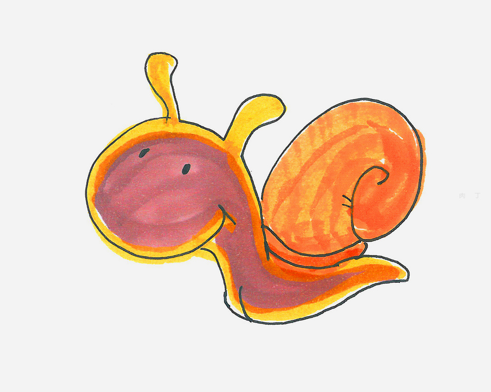 极速蜗牛简笔画彩色