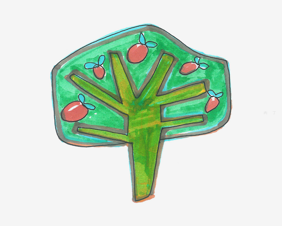 简笔画苹果树简单画法