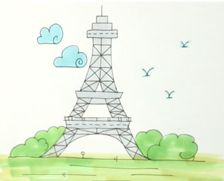 巴黎埃菲尔铁塔简笔画