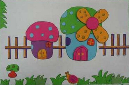 儿童简笔画蘑菇房子图片大全