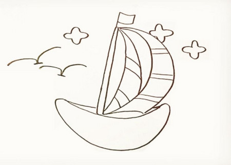 儿童简笔画小帆船怎么画