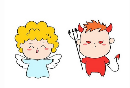 天使和恶魔简笔画简单又漂亮