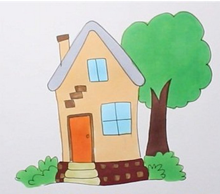 树和房子怎么画简单一点的简笔画