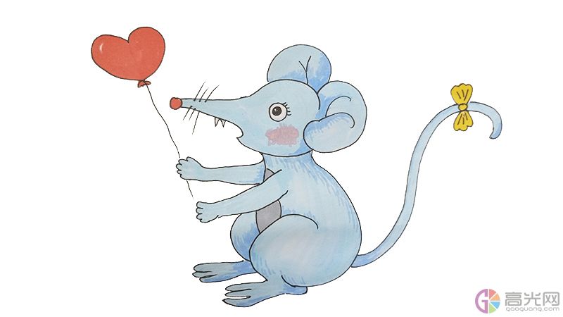 小老鼠献爱心简笔画