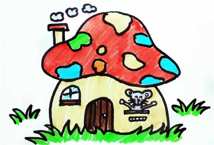 小老鼠蘑的菇房子简笔画怎么画