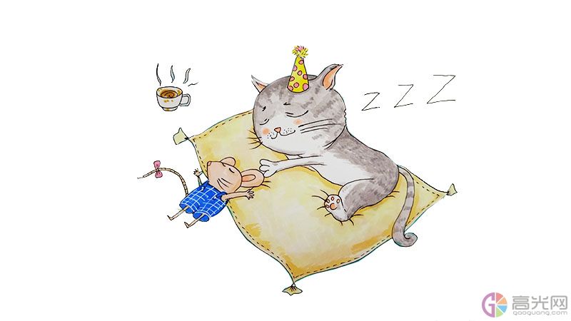 q版猫和老鼠睡觉简笔画