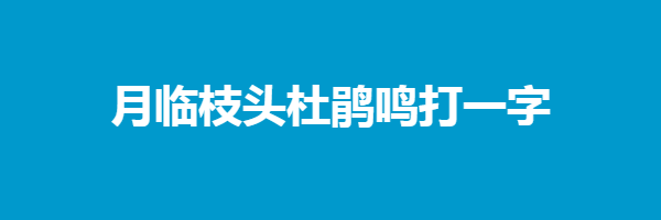 月临枝头杜鹃鸣打一字迷