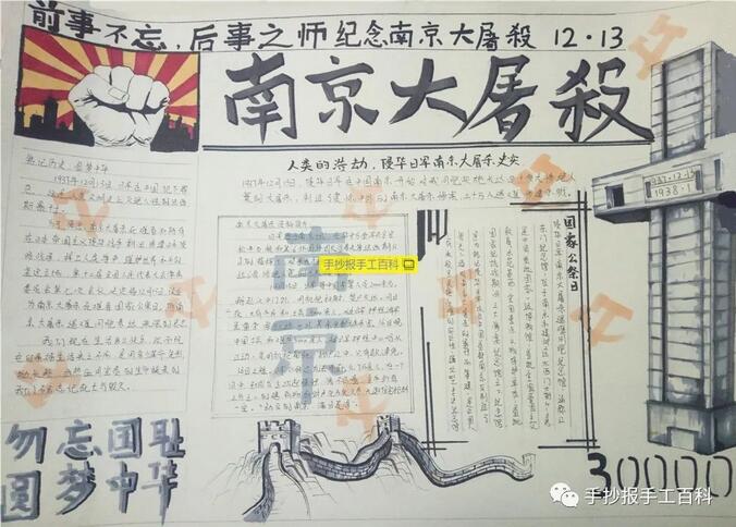 12月13日南京大屠杀纪念日手抄报