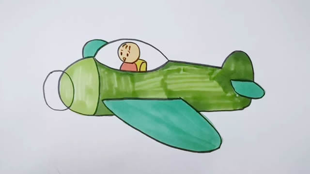 开飞机的小朋友简笔画怎么画