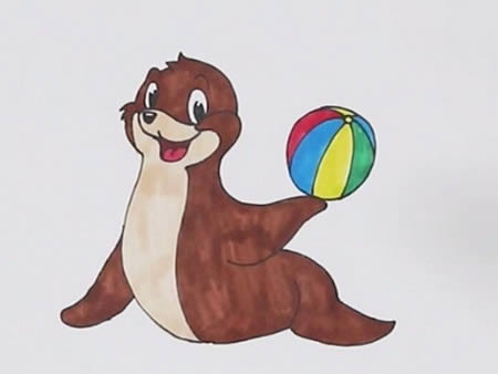 玩球的海狮的简笔画怎么画