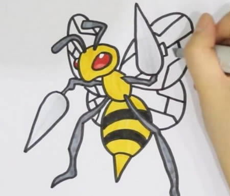 神奇宝贝大针蜂怎么画