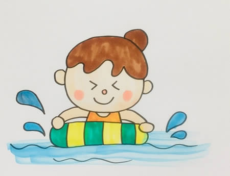 游泳的小女孩怎么画简笔画