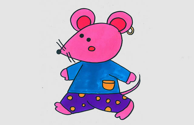 穿着花裤子的可爱小老鼠简笔画