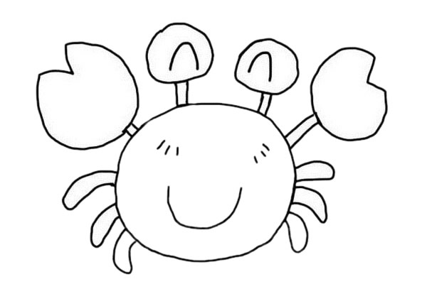 幼儿园可爱爱笑小螃蟹简笔画