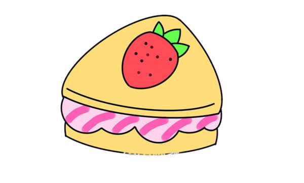 草莓三明治简笔画画法